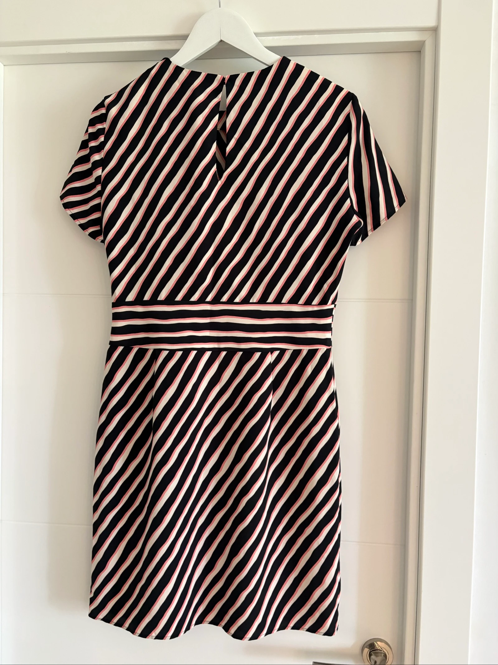Robe Mango Suit rayée noire rose écrue – M – photo 5